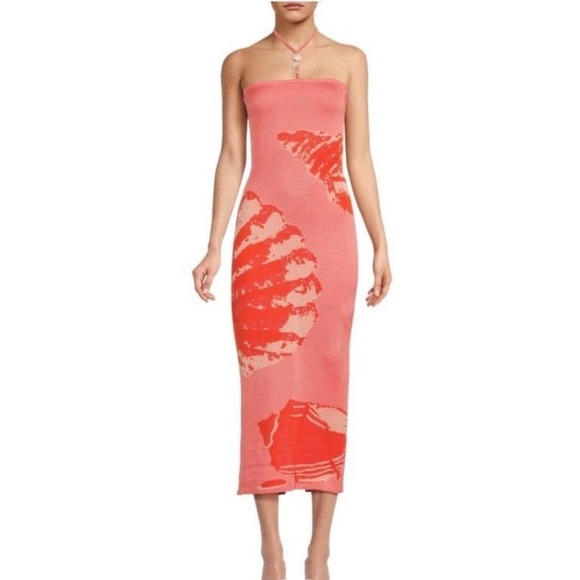 Torn By Ronny Kobo Lola Dress Coral ReefHalter Neck Size M New $208